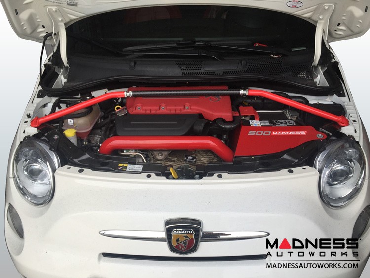 FIAT 500 Front Brace Bar by MADNESS - Carbon Fiber - Gloss Red